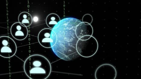 animación de conexiones y procesamiento de datos de codificación binaria en todo el mundo