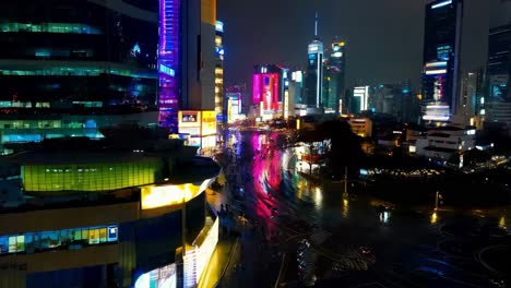 night view of a busy city street