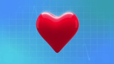 animación de cardiógrafo con corazón en fondo azul