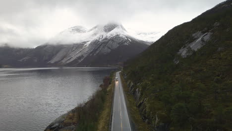 Most-scenic-Arctic-road-in-Norway---dramatic-view-of-Stetind-mountain