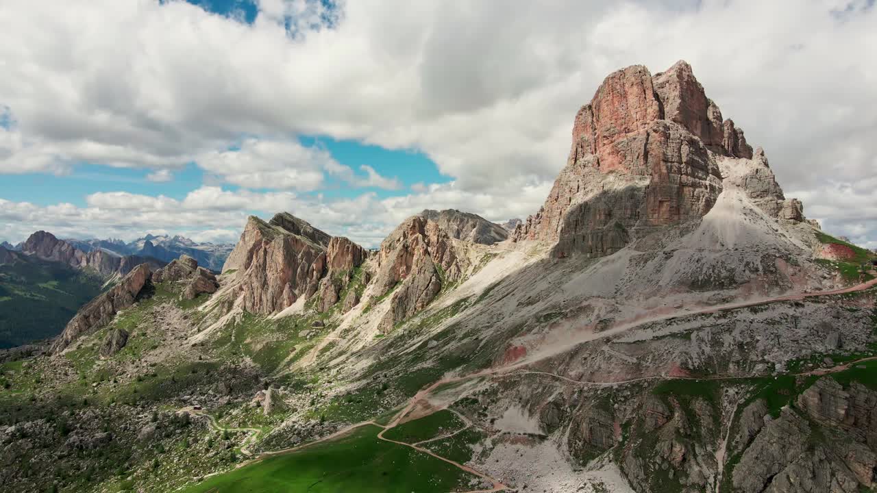 Experience the stunning beauty of Pico Averau in the Dolomites with breathtaking aerial views