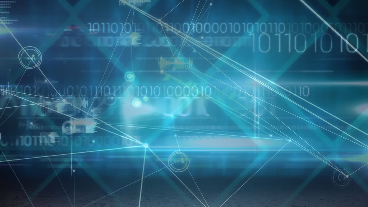 연결 및 빛의 점 네트워크를 통해 데이터 처리의 이미지