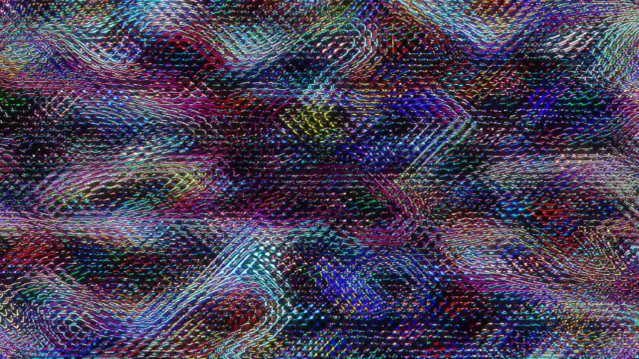 líneas brillantes 3d establecen el movimiento de la onda, color completo, sobre fondo negro