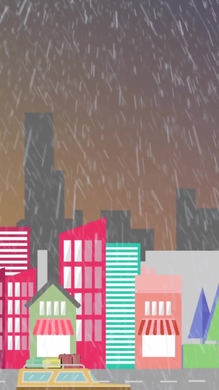 Pioggia che cade su un paesaggio urbano