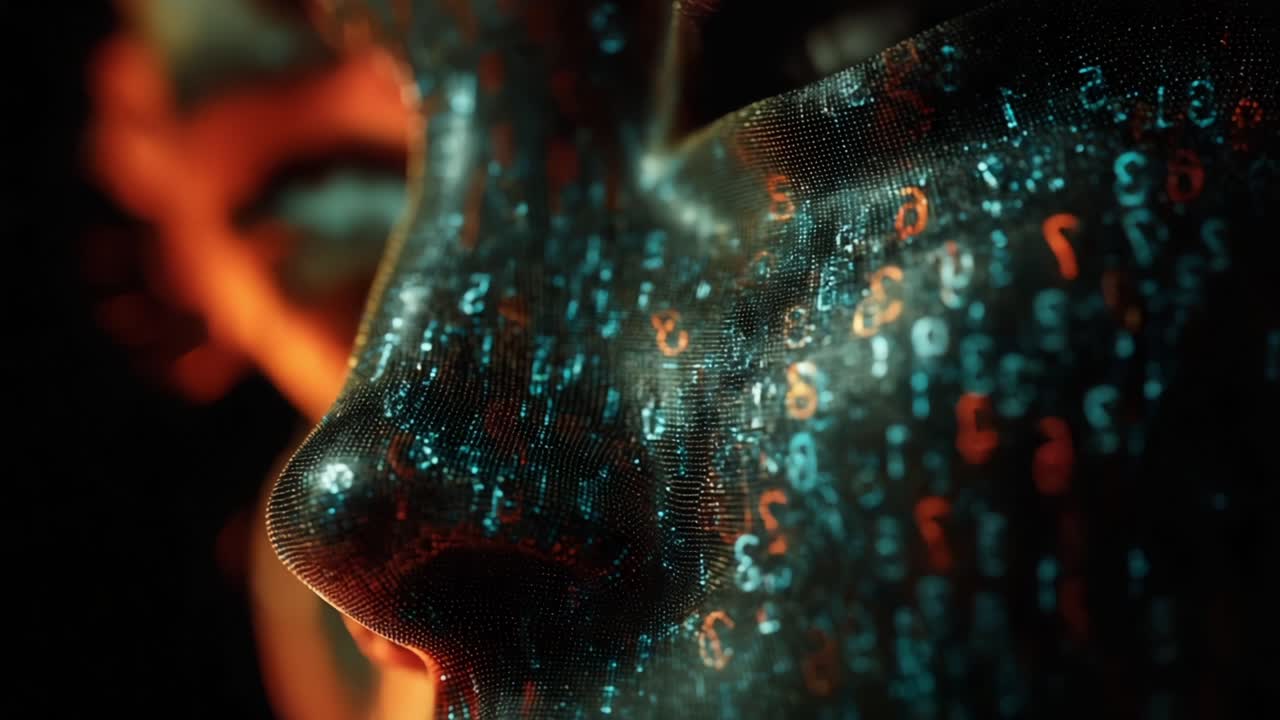 A digital exploration of human-like features fused with vibrant numbers and characters, representing the intersection of technology, data, and artificial intelligence in a visually striking manner