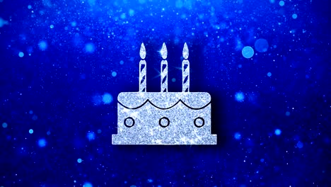 el icono del pastel de cumpleaños parpadea con brillo, las partículas brillantes brillan.