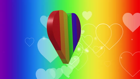 animación del corazón del arco iris sobre el fondo del arco iris