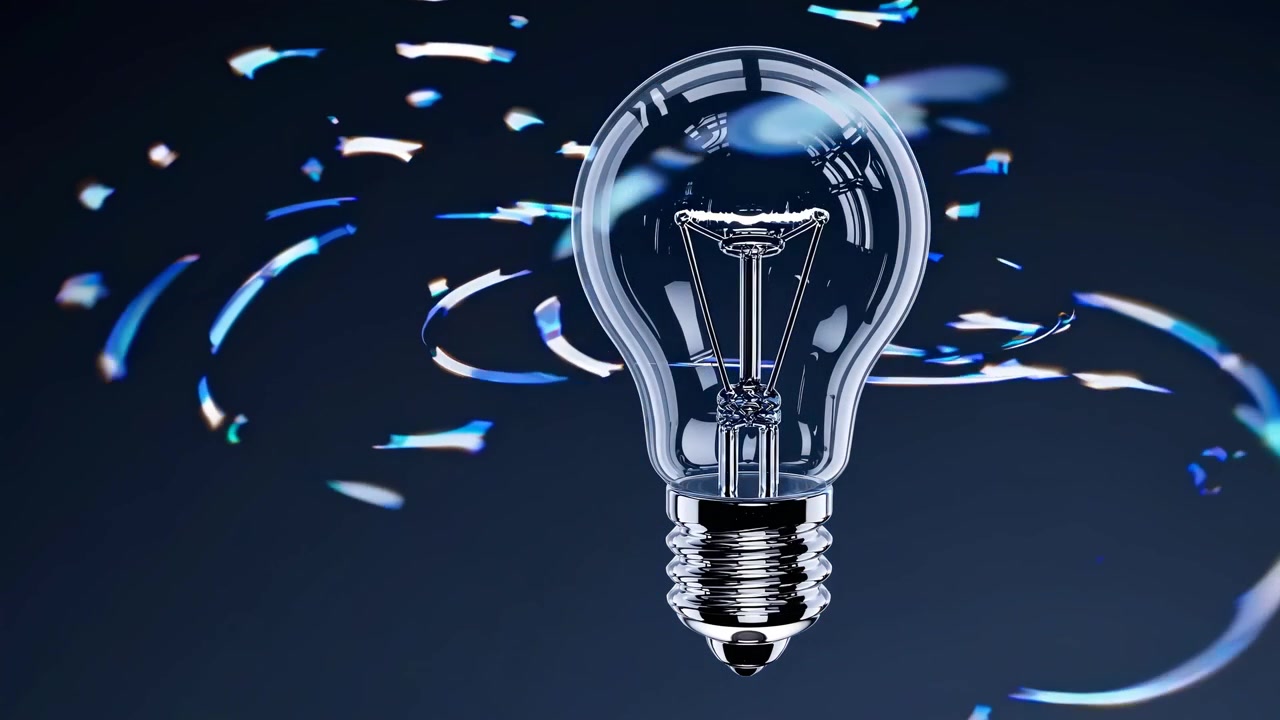 抽象的な背景で点滅する白熱電球