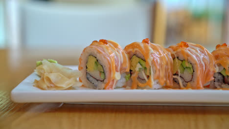 salmon-roll-sushi-with-sauce-on-top---Japanese-food-style