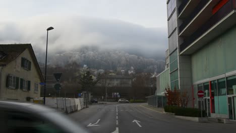 switzerland adliswil city winter morning fog hill day time walking panorama 4k