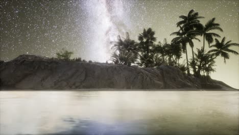 beautiful fantasy tropical beach with milky way star in night skies