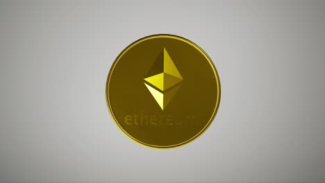 3d animated ethereum coin icon on white background, ideal for cryptocurrency, blockchain, finance, and investment videos
