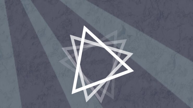 Animazione di un triangolo bianco e di strisce grigie rotanti che si muovono in movimento ipnotico e in un loop continuo.