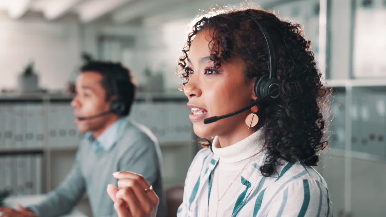 Customer service agents working in a call center