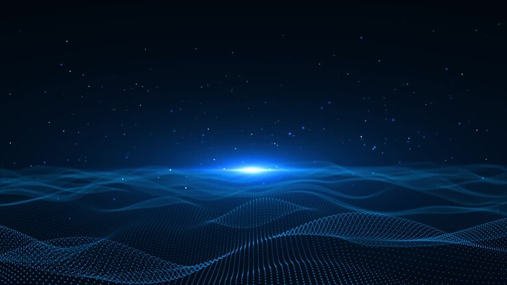 Spazio cibernetico digitale onda matrice interfaccia particelle cyberspazio tecnologia connessione futuristico sci-fi