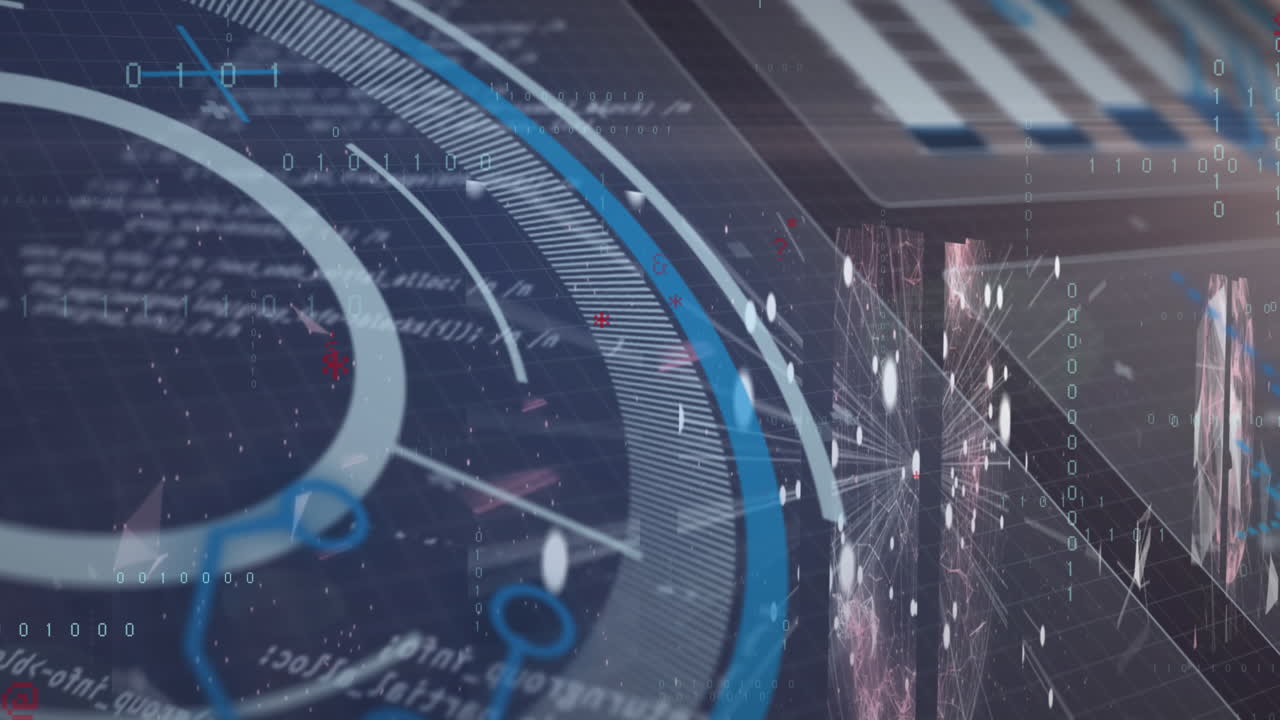 animación del procesamiento de datos sobre un fondo negro