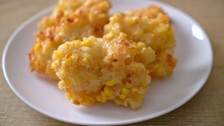 deep fried corn with sauce - vegan and vegetarian food style