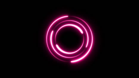 colorido de línea de neón rosado resplandor brillante bucle de animación parpadeante moviéndose al azar en un fondo negro.