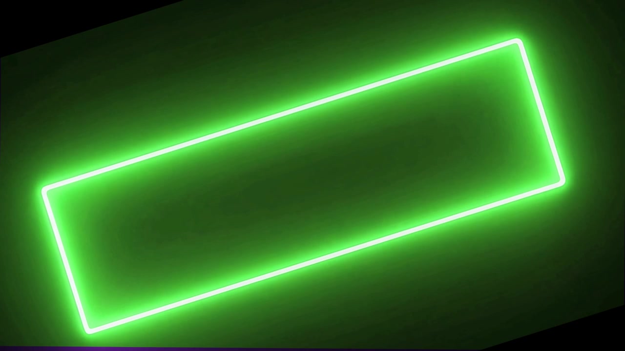 Glowing Green Neon Rectangular Frame on Dark Background