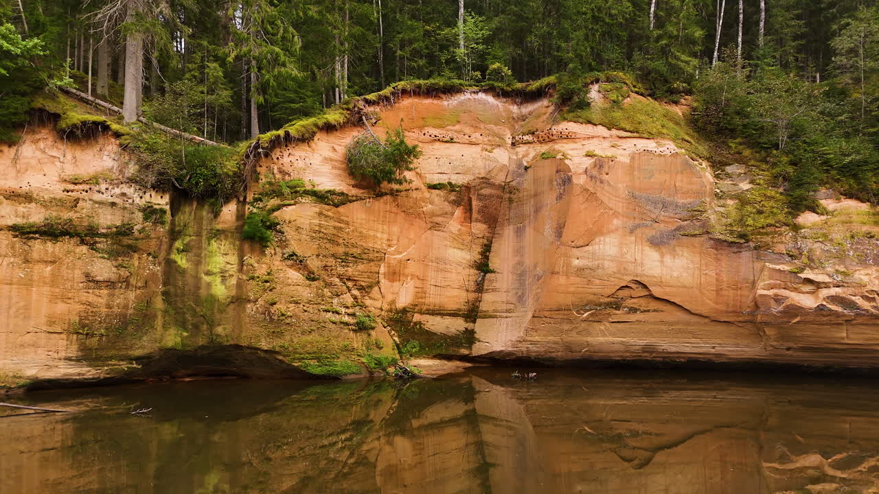Erglu Cliff Klintis In Gauja National Park, Latvia. Close-up Shot