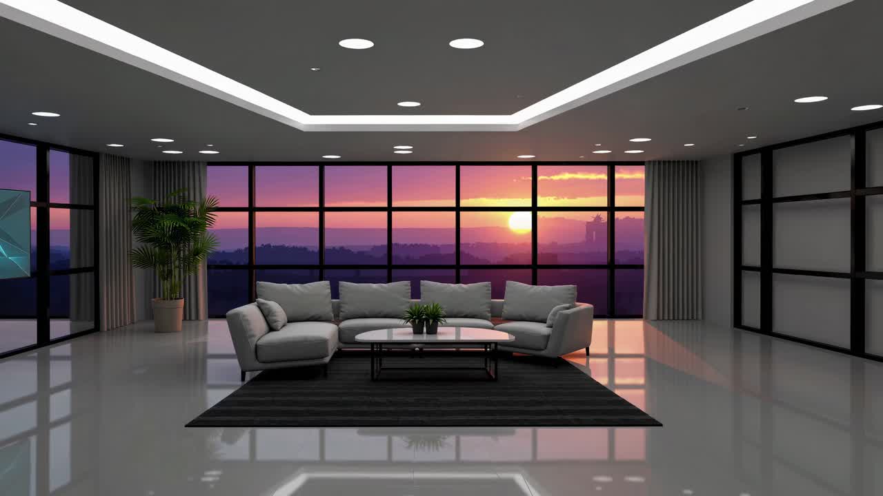 espacio moderno de oficina o vivienda con vistas a la ciudad