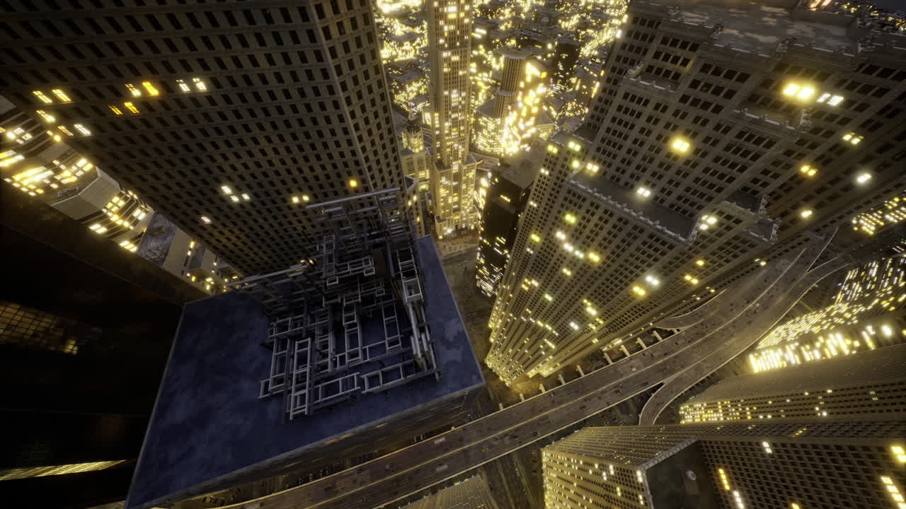 Nighttime urban skyline highlights stunning architectural details