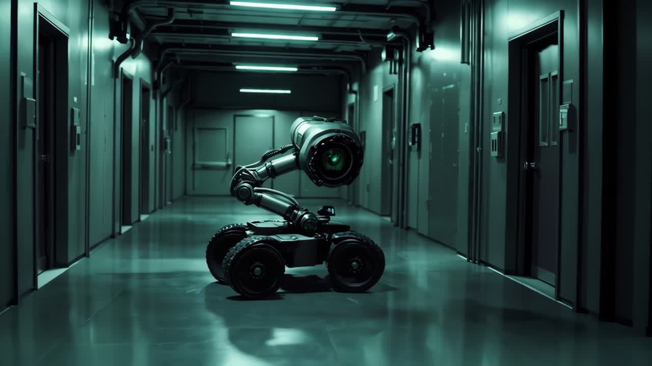 Robotic Surveillance in a Dark Industrial Corridor