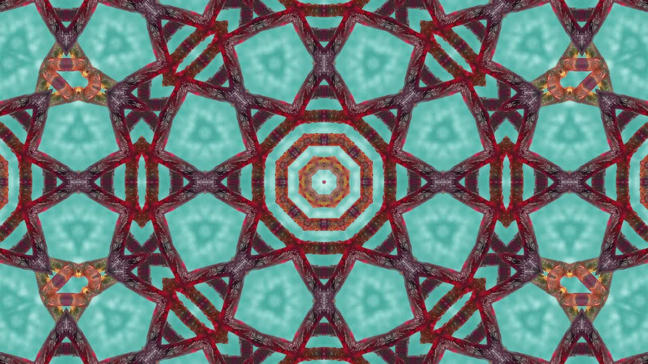 3d Looped abstract ornate decorative background. Hypnotic trendy kaleidoscope.
