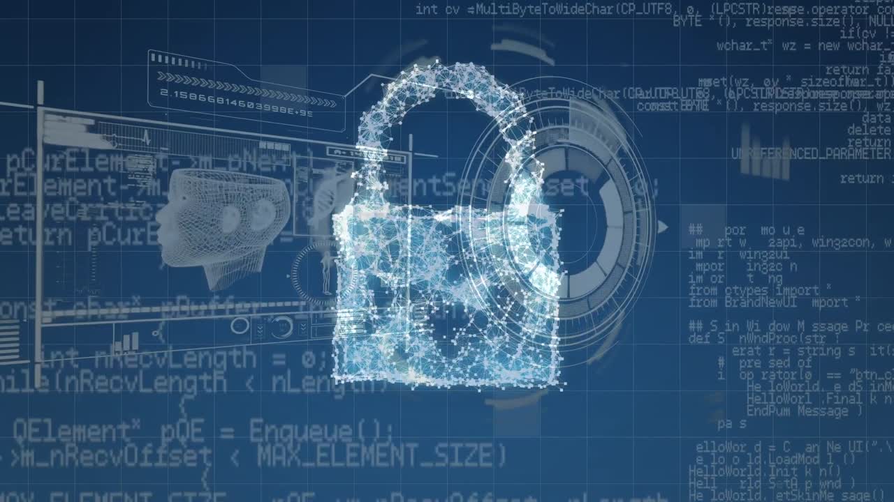 animación del icono del candado sobre el procesamiento de datos