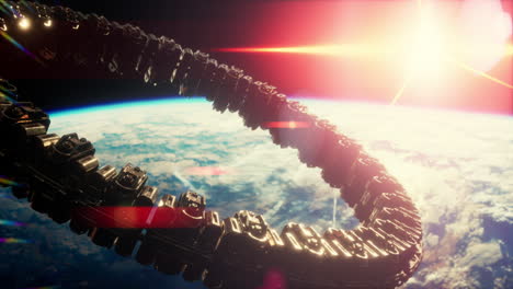nave madre alienígena cerca de la tierra elementos proporcionados por la nasa