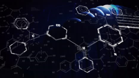 animation of scientific data processing over dna strand spinning