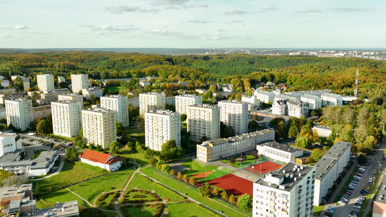 Aerial View of a Residential Area in a Polish City