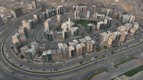 aerial overhead view of medway commercial hub in karachi