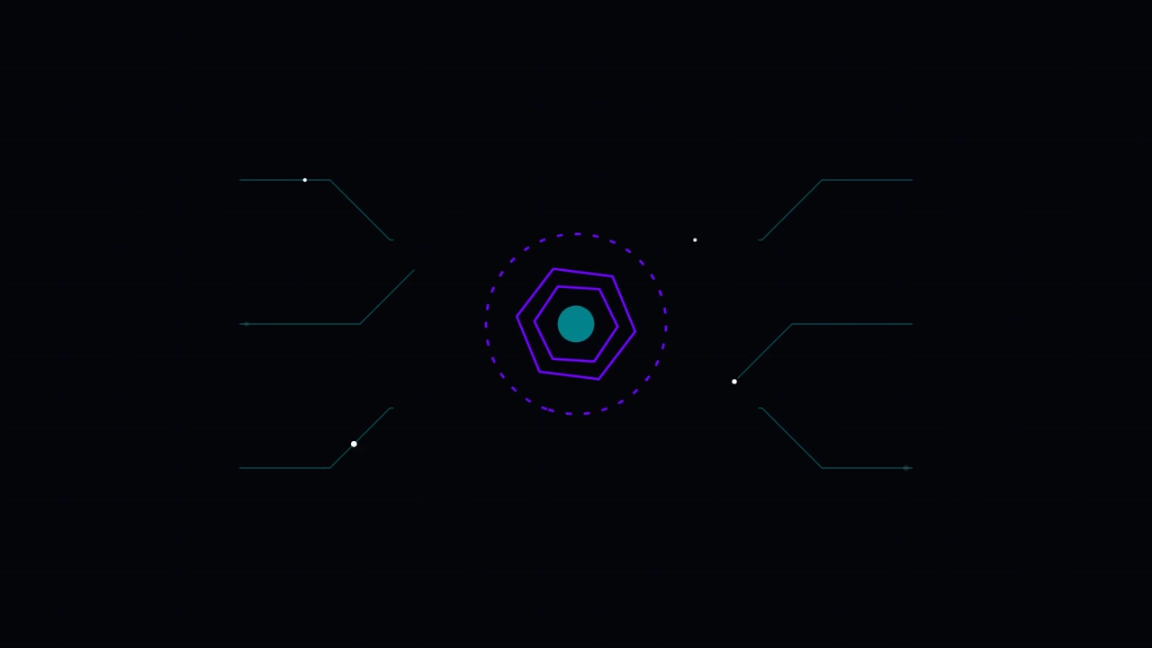 Abstract Digital Hexagon Interface Animation on Dark Background
