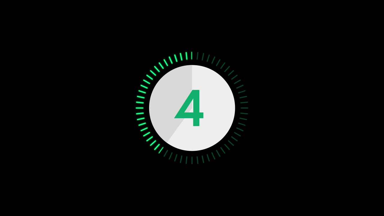 Ten to one modern digital countdown timer with circle bar on easy-to-use transparent background