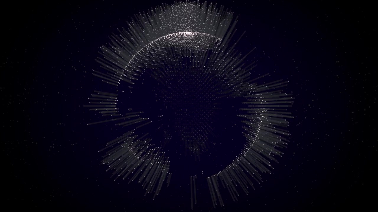 Rotating digital Earth with glowing particle streaks