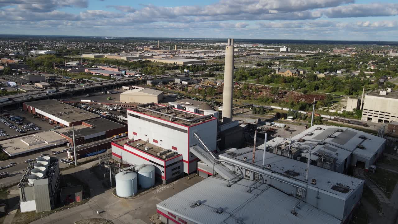 instalación de la planta incineradora de basura, vista aérea desde un avión no tripulado