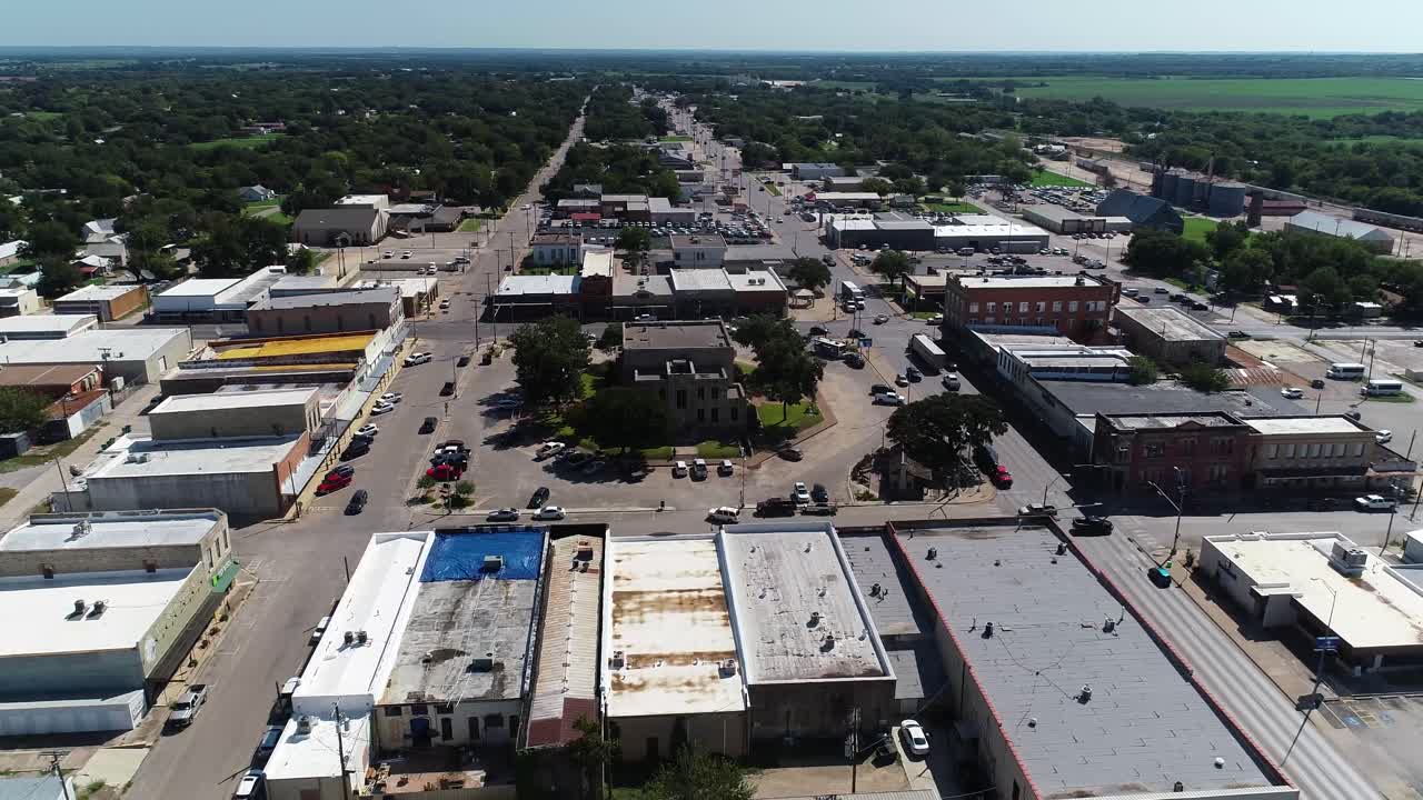 Aerial view of the city of Comanche in Texas
