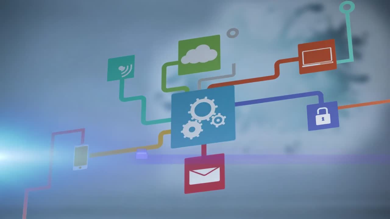 Animation of light spots over media icons