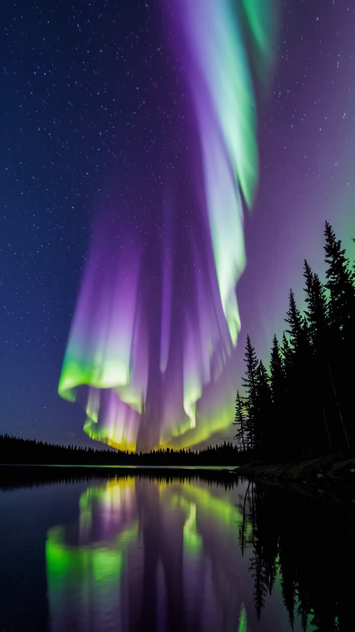 Aurora boreal sobre un lago