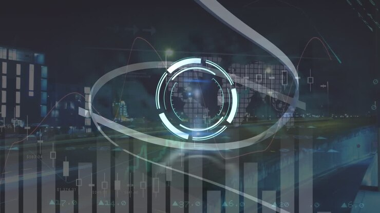 Animation of data processing over city