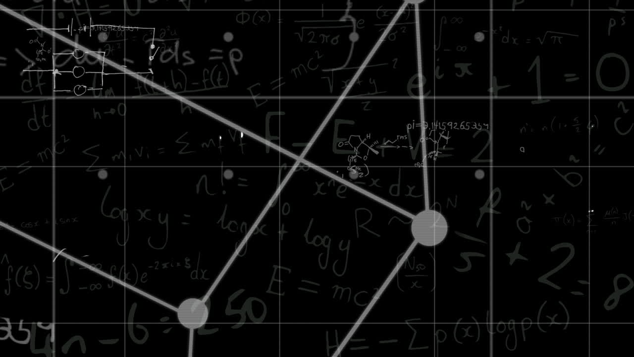 animación de fórmulas matemáticas en movimiento sobre la pizarra