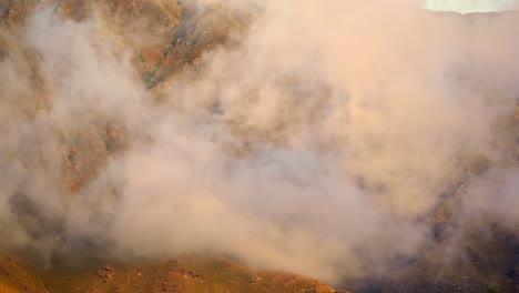 Time-lapse-of-the-mountains-at-sunset-with-clouds-passing-by-in-Merlo,-San-Luis,-Argentina