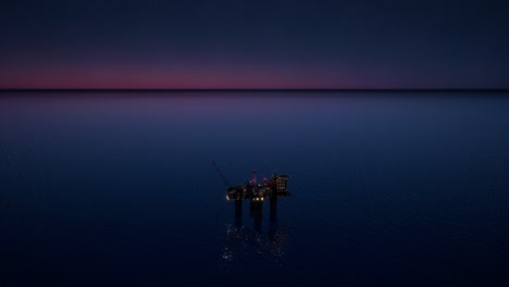 plataforma petrolera en alta mar por la noche