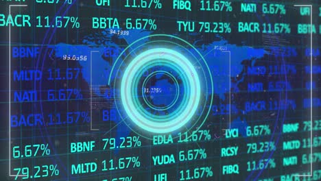 Procesamiento-De-Datos-Del-Mercado-De-Valores-Sobre-El-Mapa-Mundial-Contra-Un-Escáner-Redondo-De-Neón-Sobre-Fondo-Azul