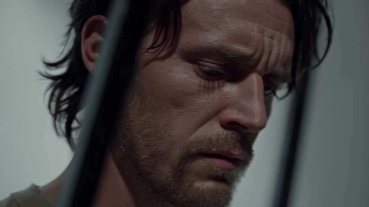 Depressed Inmate in Prison Cell