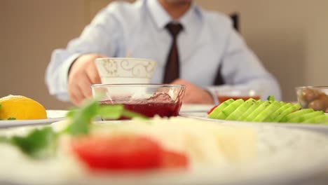 business man is having breakfast 1
