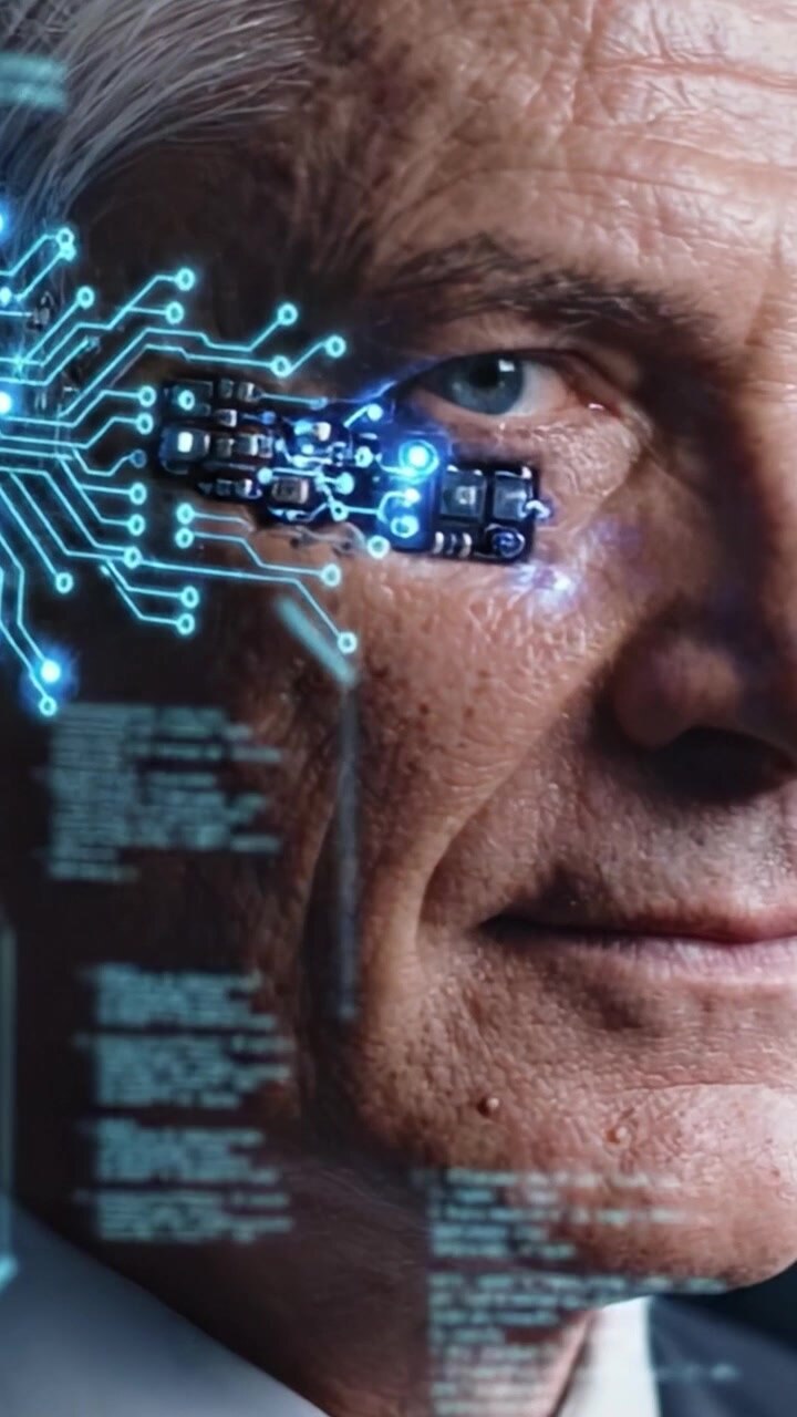 Futuristic Human with Cybernetic Eye Technology: Exploring the Intersection of Humanity and Advanced Robotics in a Thought-Provoking Visual Narrative