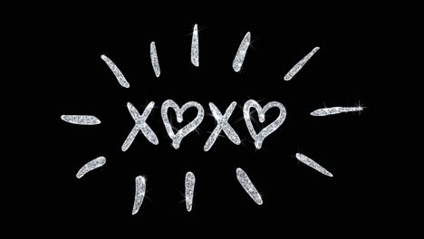 xoxo glitter hearts graphic design
