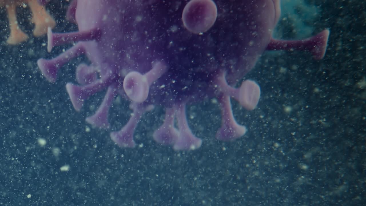 un macro de la molécula del virus del microscopio de la pandemia de la covid-19.